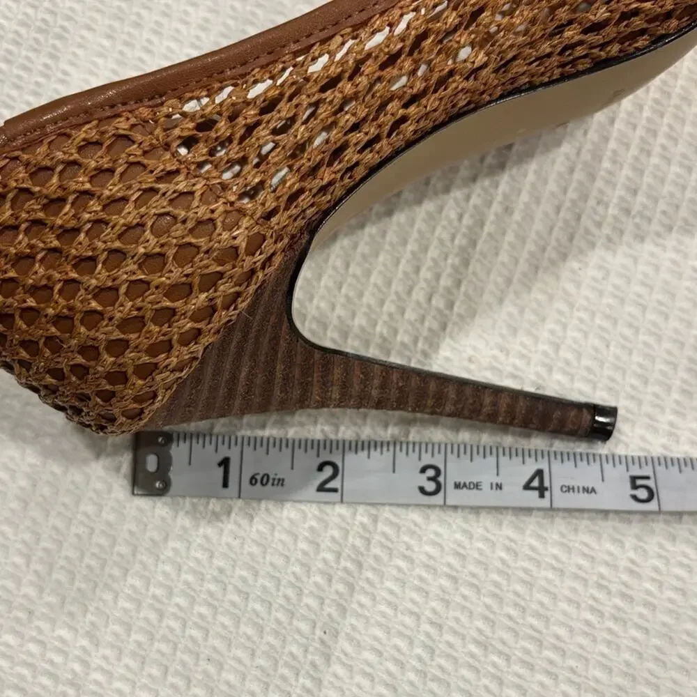 Saks Fifth Avenue Phrase Brown Mesh Women's Heels Shoes Office Workwear Size 9.5